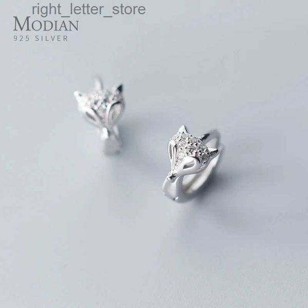 Stud Modian 2021 popolare brillante zircone carino volpe orecchino ad anello per le donne moda genuino argento sterling 925 orecchino gioielleria raffinata YQ231211
