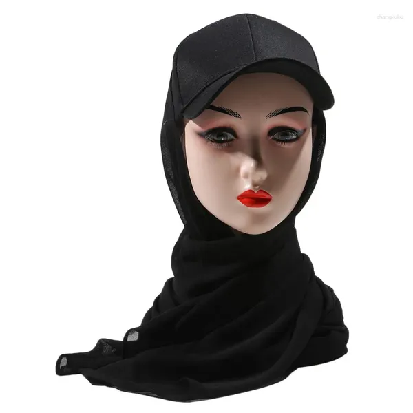 Roupas étnicas Chapéu de Beisebol Cap Hijab Xale Instant Bandana Turbante para Mulheres 2023 Pronto para Usar Um Peça Lenço Protetor Solar