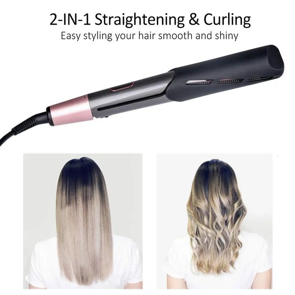 Piastre per capelli Professionale Arricciatura a onda a spirale e strumenti per lo styling in ferro dritto Piastra per bigodini 2 in 1 Twisted Ionic Flat Iron Styler 231211