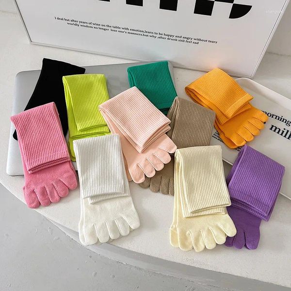 Damensocken, Farbe, Fünf-Finger-Baumwolle, schweißabsorbierend, atmungsaktiv, Sport, japanische Süßigkeiten, geteilte Zehenpartie für Damen