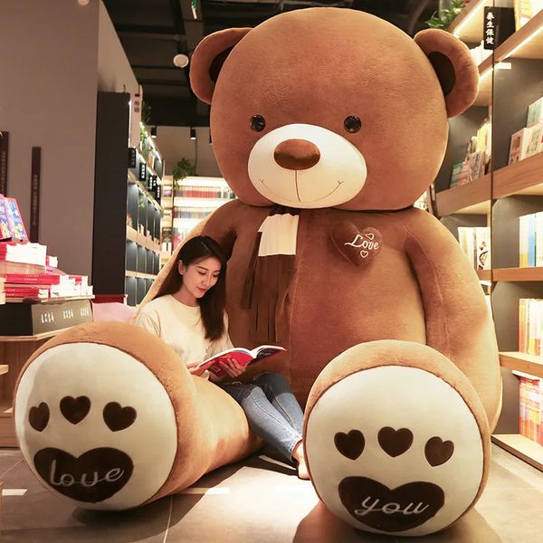 Peluş Bebekler Dev Boyut Karikatür Teddy Skin Toy Yumuşak Büyük Hayvan Aşk Eşarp Ayı Boş Yastık Bebek Erkek Kız Hediyeleri 231211