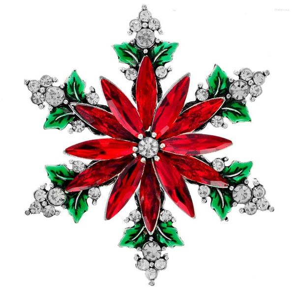 Spille CINDY XIANG Spilla con fiocco di neve color argento Natale rosso e verde per le donne Accessori vintage Decorazioni per feste