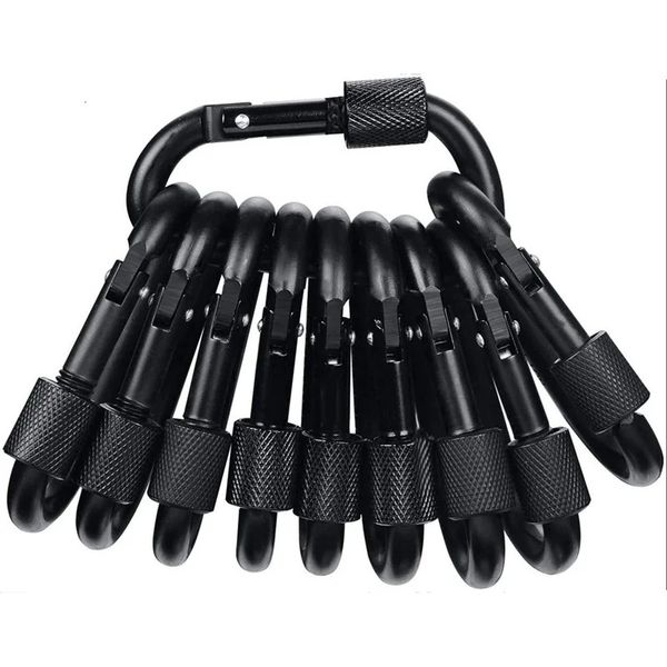 Cordões Slings e Webbing 10 Pcs Ao Ar Livre Pesca Gadget Bloqueio Fivela D Anel Primavera Snap Chaveiro Gancho Parafuso Cap Viagem Alumínio Mosquetão 231211