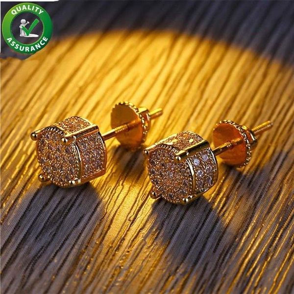 Brincos de ouro designer vara para homens mulheres zircônia cúbica jóias hip hop acessórios iced out stud earring204c