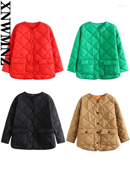 Casacos de Trench das Mulheres XNWMNZ Mulheres Outono Inverno Fino Parkas Vintage Moda Outwear Repelente de Água Jaqueta Acolchoada Feminina Oversize Bomber