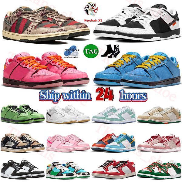 Nike SB Dunks Off White Dunk Low Caldo 2024 sb lows dubbs Freddy Krueger Uomini Outdoor UNC Powerpuff Ragazze Stretto stand Chicago Split TS Sneakers Big size 36-48【code ：L】