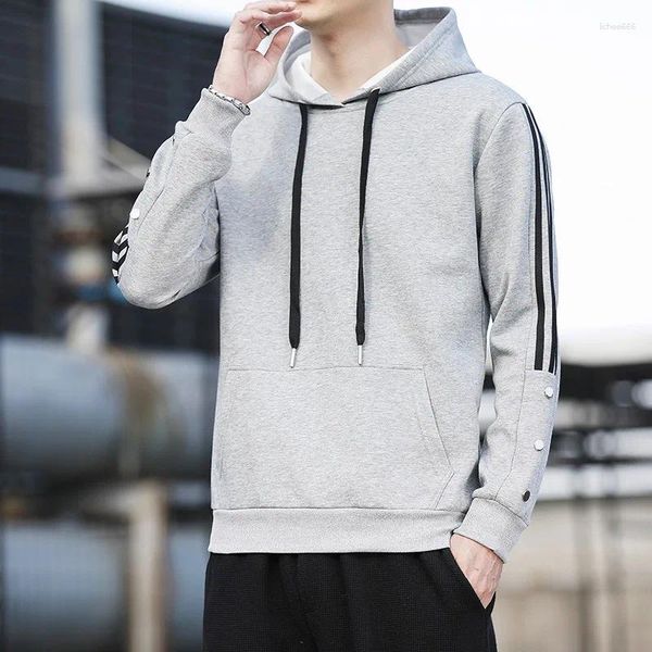 Felpe con cappuccio da uomo Felpa con cappuccio a maniche lunghe da uomo Streetwear Palestra Cotone Grigio chiaro Colore nero Primavera Autunno Inverno Abiti da giovane oversize