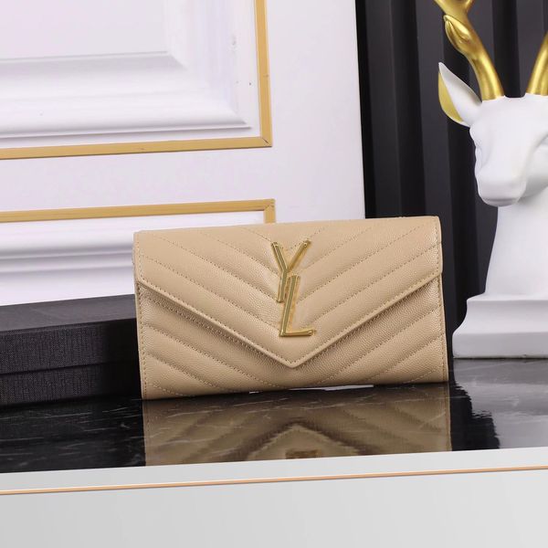 Famoso Designer Luxury Coin Purse Card Holder GenuineLeather Flip Envelope Bag Women Casual Small Square Bag Short Wallet com caixa