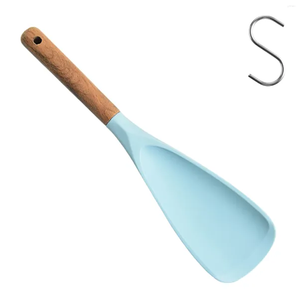 Set di stoviglie Miscelazione in silicone Manico in legno Cucina pratica Cucchiaio da cucina antiaderente resistente al calore Paletta durevole con raschietto a gancio