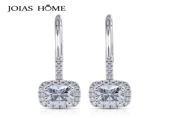 Dangle lustre joiashome 925 brincos de prata esterlina versão coreana de cristal claro fourclaw quadrado anel de diamante conjunto femal1223059