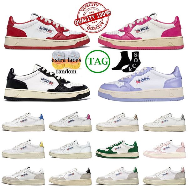 Scarpe firmate Autries Sneaker casual Scarpe da ginnastica da medaglia Uomo Donna Scarpe autrys Scarpe da ginnastica basse in pelle Panda verde con nastro in gomma con plateau Scarpe da ginnastica Mocassini da donna