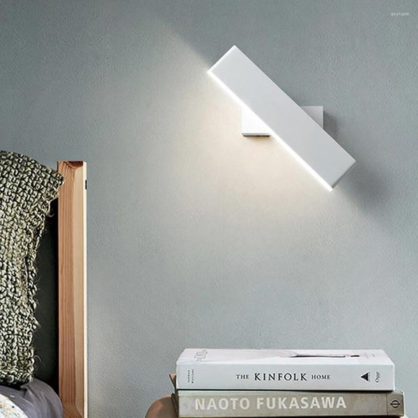 Lâmpada de parede Nordic simples alumínio LED moderno iluminação ajustável branco marrom luz com interruptor casa arandela escada cabeceira