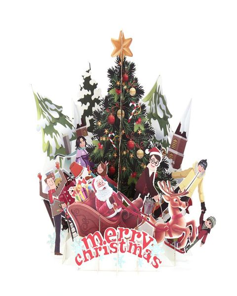 3D-открытки с Рождеством, оригами, бумага, лазерная резка, открытки, подарочные поздравительные открытки, пустая красочная рождественская елка ручной работы4211073