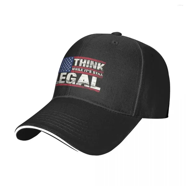 Ballkappen: Think While It's Still Legal, amerikanische Flagge, Baseballkappe, Sport, Papa-Mütze, schwarze Trucker-Männer und Damen