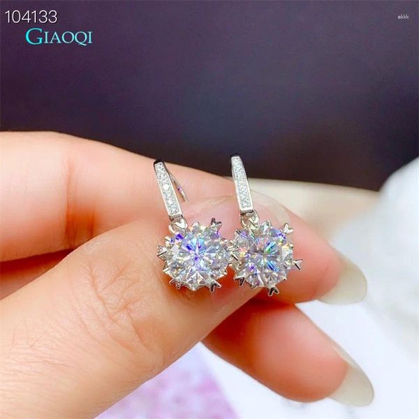 Orecchini pendenti GIAOQI Originali placcati in oro bianco 24 carati Totale 4 ct di diamanti taglio brillante taglio D colore Moissanite fiocco di neve