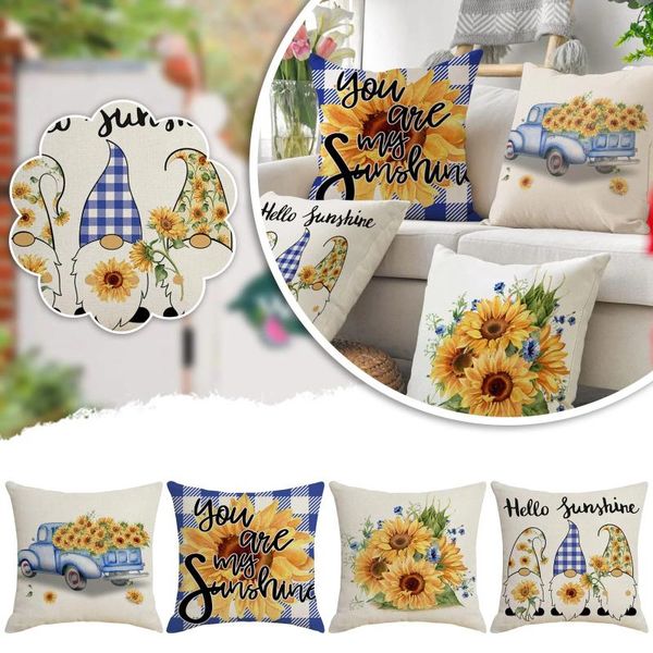 Kissen Sonnenblumen Stuhlbezug Leinen Atmungsaktiv Home Decor Kissenbezug Bedruckt Sofa