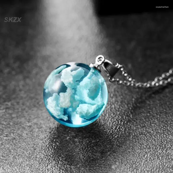 Colares de pingente jóias artesanais expressar seu para a natureza elegante céu azul colar curto acessórios de resina bonito