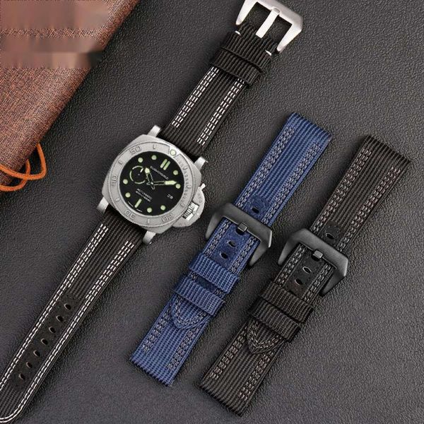 Pulseira de lona de alta qualidade para Panerai Pam00984 985 Sneaking 441 Fat Sea Series Pulseira de couro de lona de nylon 24mm26mm