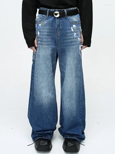 Männer Jeans SYUHGFA Kleidung 2023 Herbst Hip Hop Farbe Graffiti Koreanische Streetwear Fashion Gerade Beiläufige Lose Denim Hosen