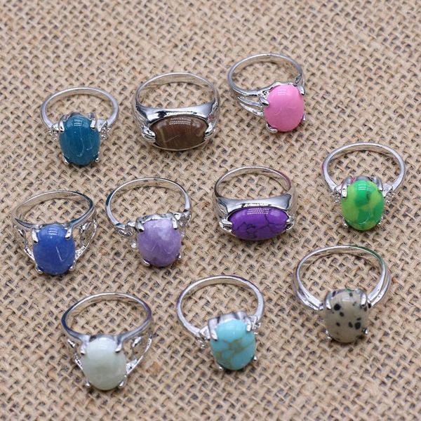 Anéis de cluster Anel de pedra natural estilos mistos de pedra preciosa de aço inoxidável metal personalizado dedo para meninas senhoras festa de casamento