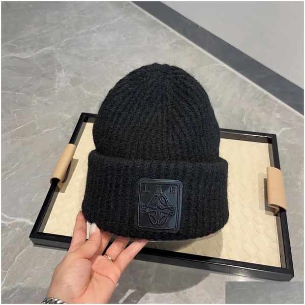 Beanie / Skull Caps Beanie S Designers Chapéu Homens Mulheres Dupla Camada Bonnet Moda Cap Todos os Dias Casual Versátil Eye Catching Clássico Blac Dhlbm