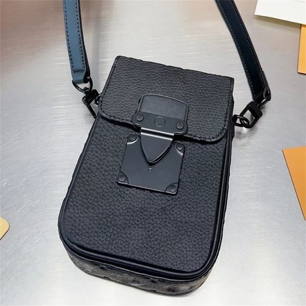 Designer-Tasche, Umhängetasche, S-Schloss, vertikale tragbare Geldbörse, Umhängetasche, Messenger-Taschen, Herren-Damen, Marke, Mini-Geldbörse, Schwarz, Luxus-Tasche, Telefonfach, M81524