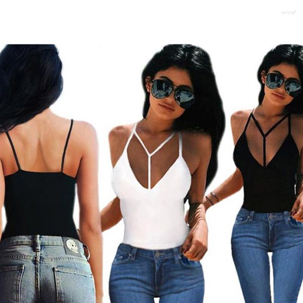 Canottiere Canottiere Strap Scollo a V Sexy Backless Fit T-shirt Brace Slim