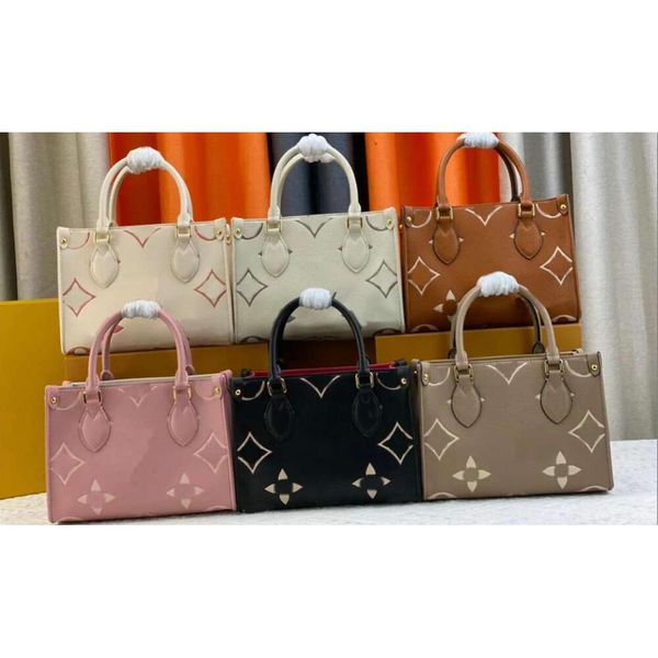 Designer onthego bolsas de ombro das mulheres totes bolsas moda em relevo flor gm mm couro bolsa de compras bolsa feminina mochila