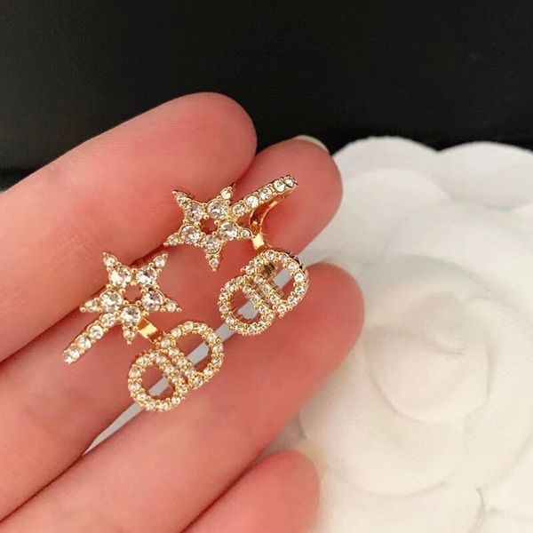 Роскошные брендовые дизайнерские серьги с бриллиантами и звездами, позолоченные серьги-гвоздики, женские серьги, свадебные украшения, подарок