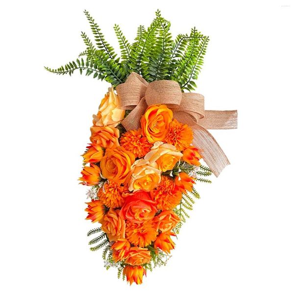 Fiori decorativi Ghirlanda di Pasqua Tavolo Premium Elegante decorazione primaverile Finta carota per appendere il matrimonio alla parete della finestra del giardino