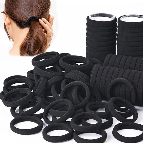 Faixas de borracha de cabelo 50100pcs faixas de cabelo pretas para mulheres meninas faixa de cabelo alta elástica faixa de borracha laços de cabelo suporte de rabo de cavalo acessórios 231208