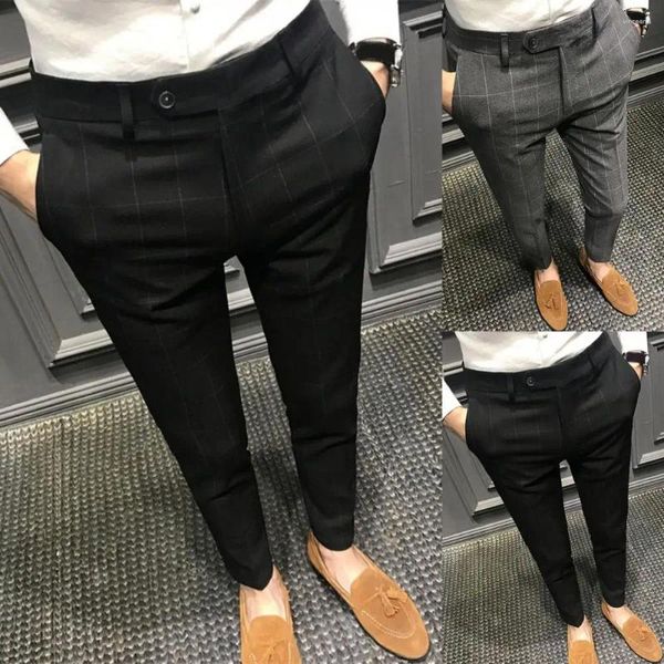 Abiti da uomo Pantaloni da completo da uomo alla moda Pantaloni da lavoro formali alla caviglia con bottoni