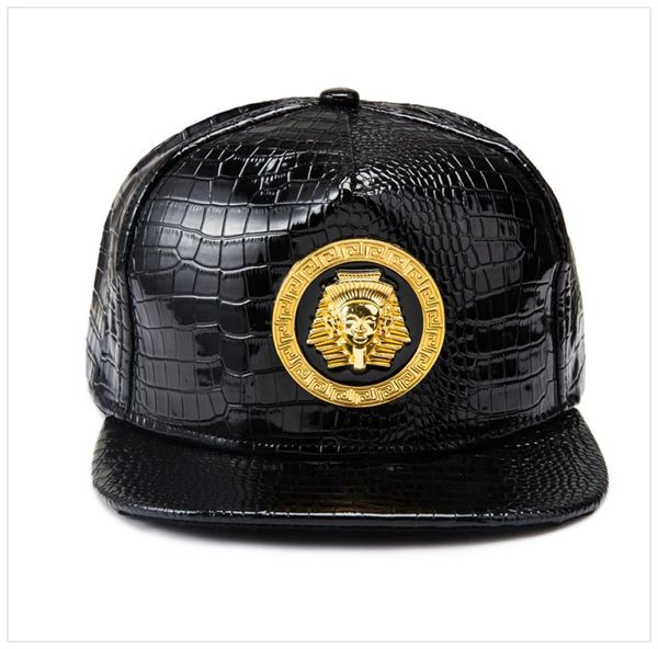 Mısır Firavun Beyzbol Kapı Pu Deri Hip Hop Punk Stil Yasalı Snapback Hat Erkek Kadınlar Serin Çocuk Moda Caps7210750