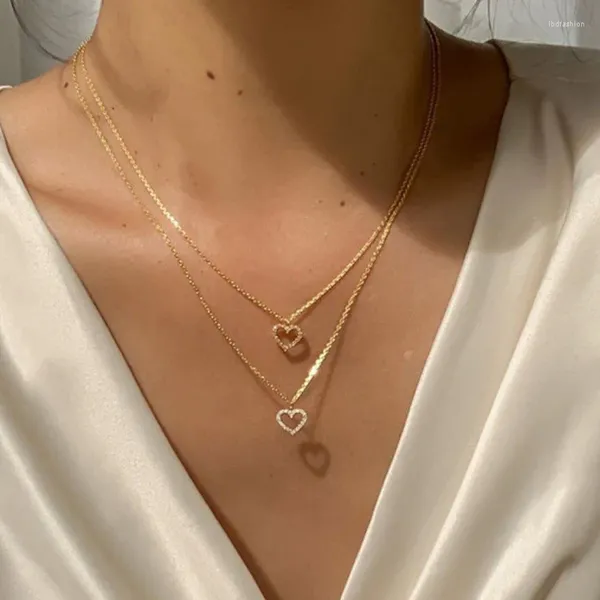 Schlüsselanhänger Modetrend Elegante Goldfarbe Zwei Herzen Mehrschichtige Kette für Frauen Schmuck Hochzeitsfeier Geschenke