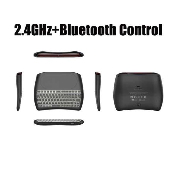 D8 Pro Englische hintergrundbeleuchtete Remote Air Mouse Mini-Tastatur mit Touchpad-Hintergrundbeleuchtung plus I8 Bluetooth 2,4 GHz kabellose Steuerung für Android Smart TV Box MXQ M8S X96 T95 X92 Neu