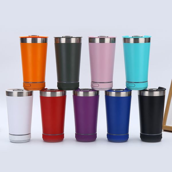 16oz Bira Hoparlör Tumbler Bira Açıcı ile Tumbler Kablosuz Bluetooth Mini Hoparlör Paslanmaz Çelik Vakum Yalıtımlı Müzik Kupası Kahve Araba Kupası