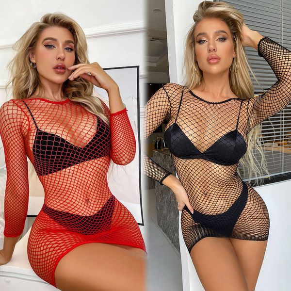 Nova venda quente mulheres oco para fora mini saia de rede erótica fishnet elasticidade bodycon lingerie vestidos noite club wear traje sexy