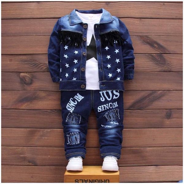 Set di abbigliamento Neonato Primo compleanno Vestito Moda Giacca di jeans Aggiungi T-shirt Jeans 3 pezzi Vestiti per ragazze Bambini Bebes Tute da jogging Tra Oteph