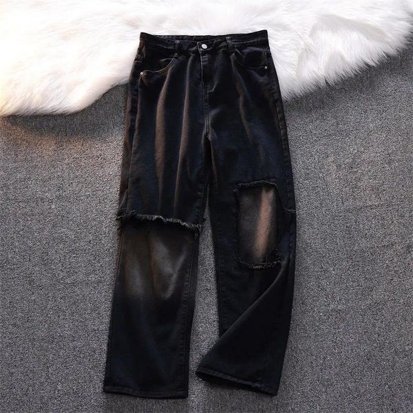 Jeans masculinos 2023 marca masculina reta leve algodão estiramento denim negócios casual cintura alta calças finas b119