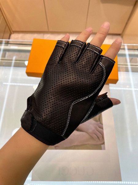 Mode Motorrad Zubehör Fingerlose Handschuhe Luxus Neue Kurze Handschuhe Coole Jungen Mädchen Herbst Winter Leder Halbe Finger Handschuhe Größe M L mit Box A4Su #