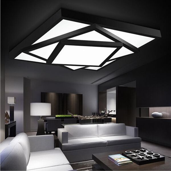 Simples e moderno arte de metal luz teto geométrica led montagem embutida iluminação lustres quadrados acabamento pintado para sala estar quarto203e