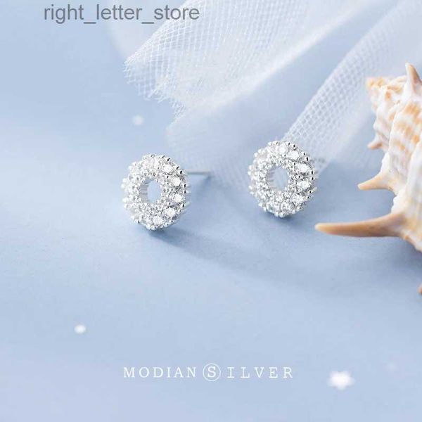 Stud Modian Radiant Zircon Cute Circle Sterling Silver 925 Stud Brinco para Mulheres Luxo Ear Pin Casamento Noivado Presente Fine Jewelry YQ231211