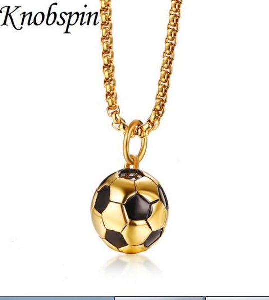 Men039s Edelstahl Fußball Anhänger Halskette Gold Farbe Fußball Halskette Anhänger Punk Rock Schmuck Lange Kette 24quo3793098