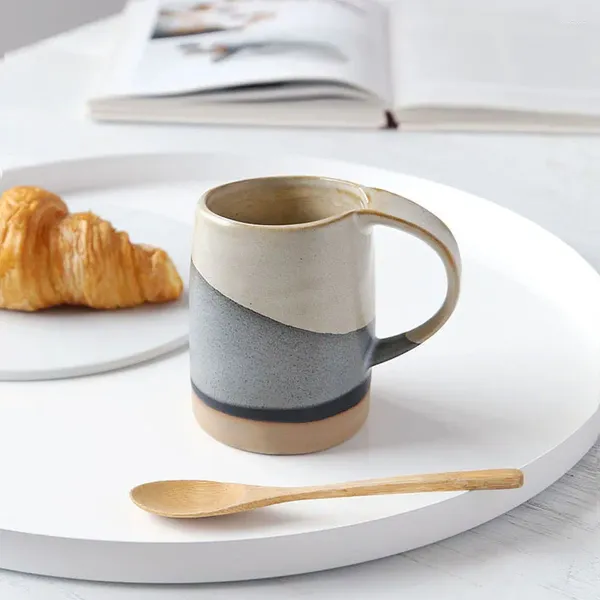 Tazze Forno Cambiamento Tazza Ins Antica Ceramica Grezza Tazza da caffè Orecchio Appeso Cina-Chic Giapponese Tenuto in mano Ceramica Moderna Semplicità