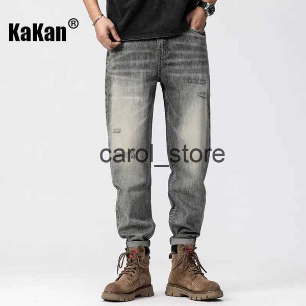 Pantaloni da uomo Kakan - Jeans europei e americani primavera ed estate nuovi jeans vintage Abbigliamento da uomo Tipo 0 Jeans a gamba larga K020-X7303 J231208