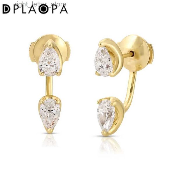 Stud DPLAOPA 925 Nova Sterling Silver Gold Pear CZ Zircon Stud Brinco Clipes Pendientes Luxo Fine Jewelry Presente YQ231211