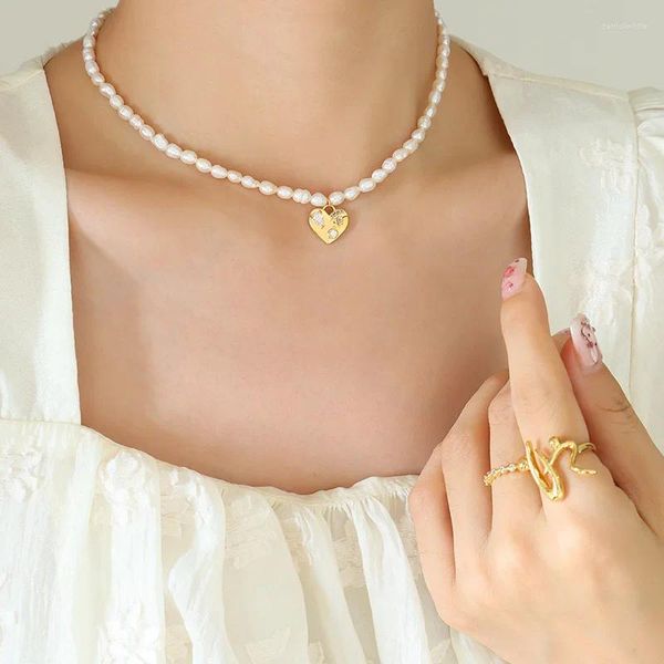 Ожерелья с подвесками в стиле барокко, цепочка из пресноводного жемчуга, свет, роскошный стиль Ins, высококачественный медный материал, инкрустированное любовью ожерелье из циркона для женщин
