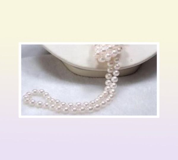 Collana lunga da 65quot 78mm con perle coltivate Akoya bianche naturali autentiche annodate a mano8835295