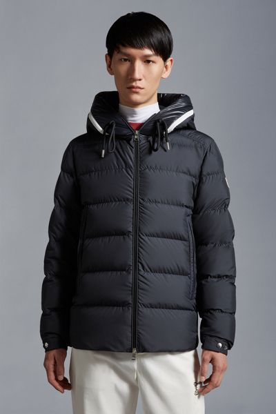 2023 outono inverno masculino pato branco para baixo parkas jaquetas com capuz zíper listrado casacos curtos finos do homem MKM042-1