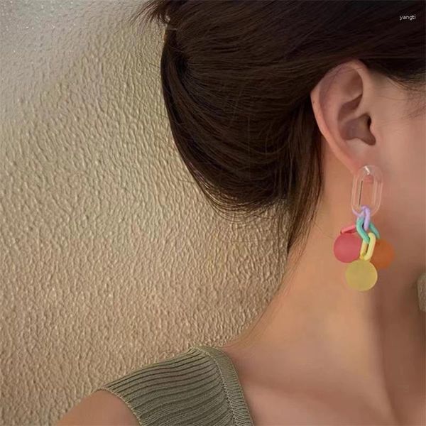 Dangle Brincos Retro Colorido Bola Redonda Coreano Exagerado Moda Bonito Luxo Meninas Jóias Pendientes Piercing Oreja